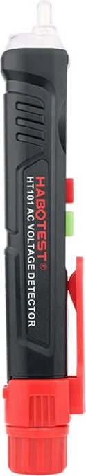 Detektor tensioni pa kontakt Habotest HT101, me ekran LCD, dritë LED, i zi me të kuqe