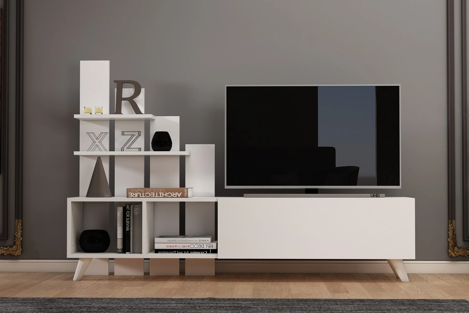 Komodë TV Hanah Home, Vale, e bardhë