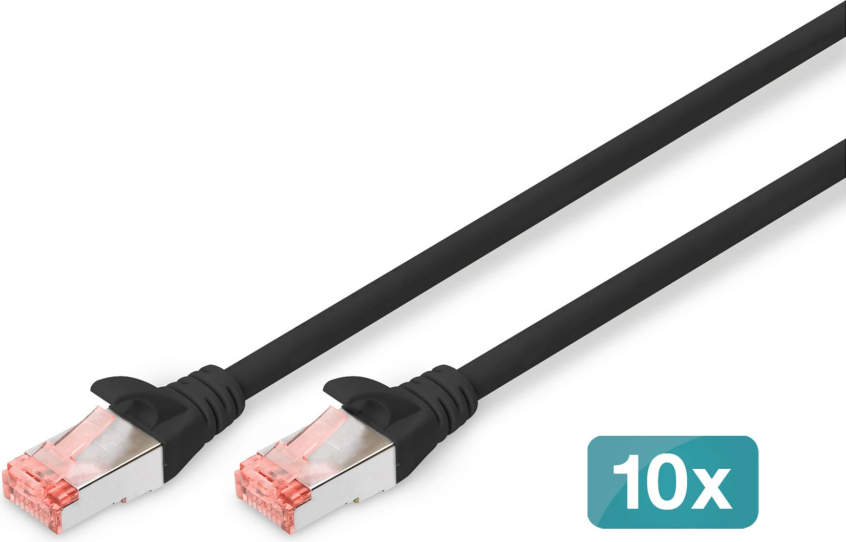 Kabllo rrjeti Cat6 Digitus S/FTP, 1m, set 10 copë, RJ-45, e zezë