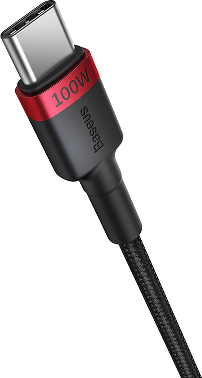 Kabllo USB-C Baseus Cafule, 2m, 100W, set prej 2 copë, zi-kuqe dhe zi-gri