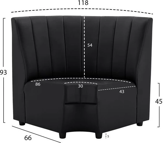Njësi qoshe për divan, Landon FH3163.01, Pu e zezë, 118x66x93 cm