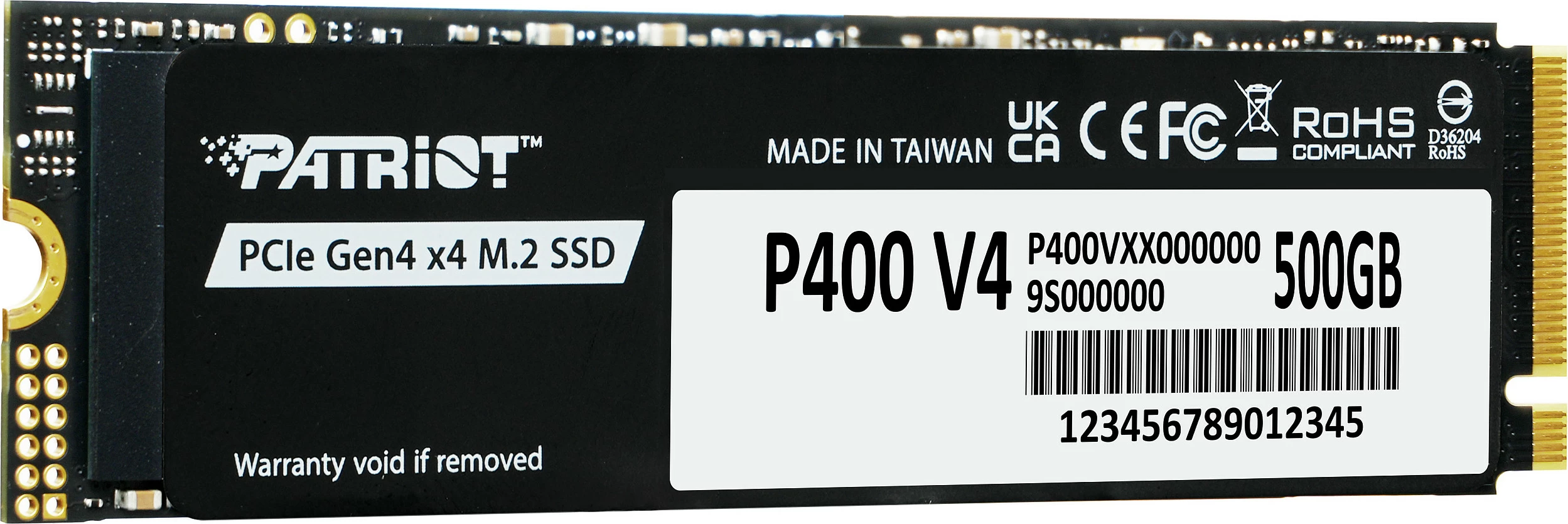 SSD M.2 Patriot P400 V4 500GB, PCIe 4.0 NVMe, 5000/3000MB/s, me heatsink, e zezë