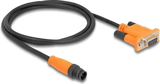 Kabllo CAN Bus DeLOCK M12 A-koduar 5-pin në D-Sub 9, 1 m, e zezë/portokalli