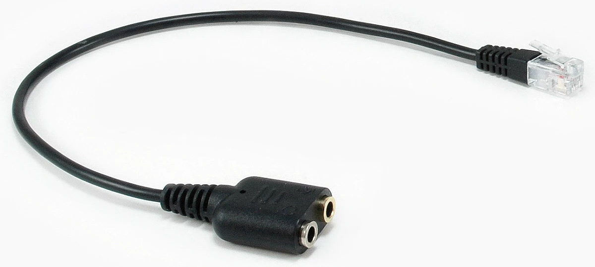 Adapter audio kabllo EQUIP 147944, RJ9 mashkull në 2x 3.5mm femër, 0.25 m, i zi