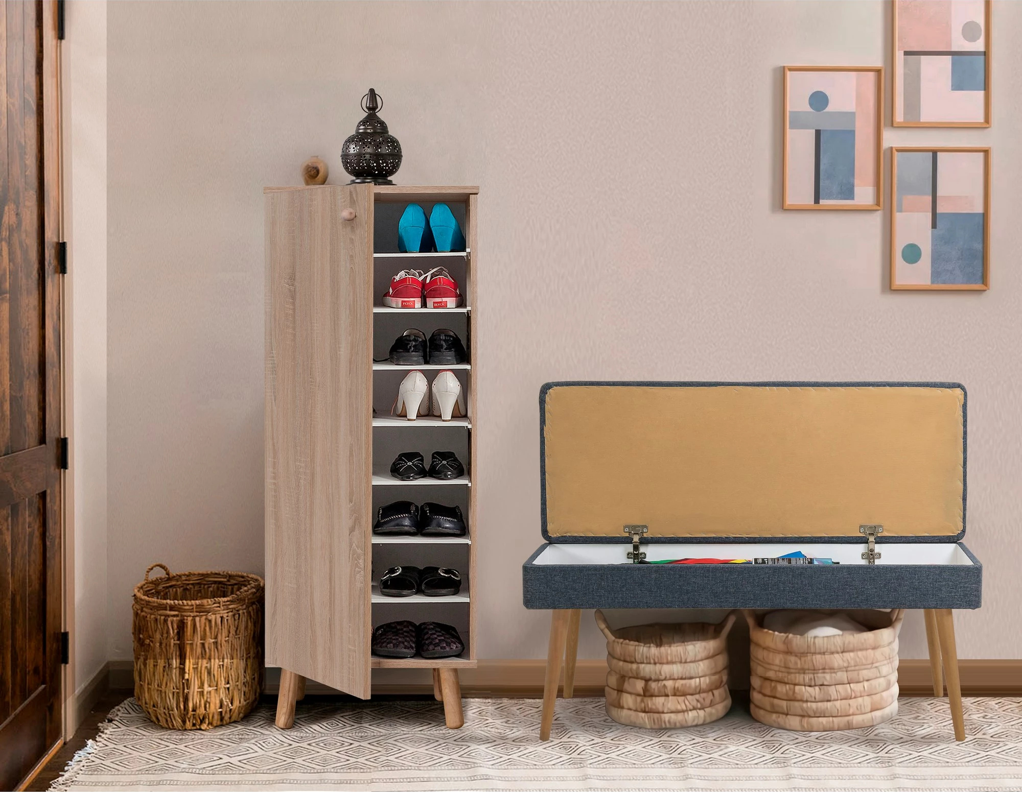Set mobiljesh për korridor, ngjyrë sonomo dhe kaltër e errët, Skye Decor, 200-1048