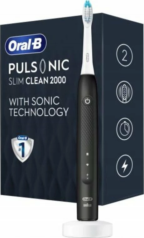 Furçë dhëmbësh elektrike sonike Oral-B Pulsonic Slim Clean 2000, 2 mënyra, bateri, 1 kokë, e zezë