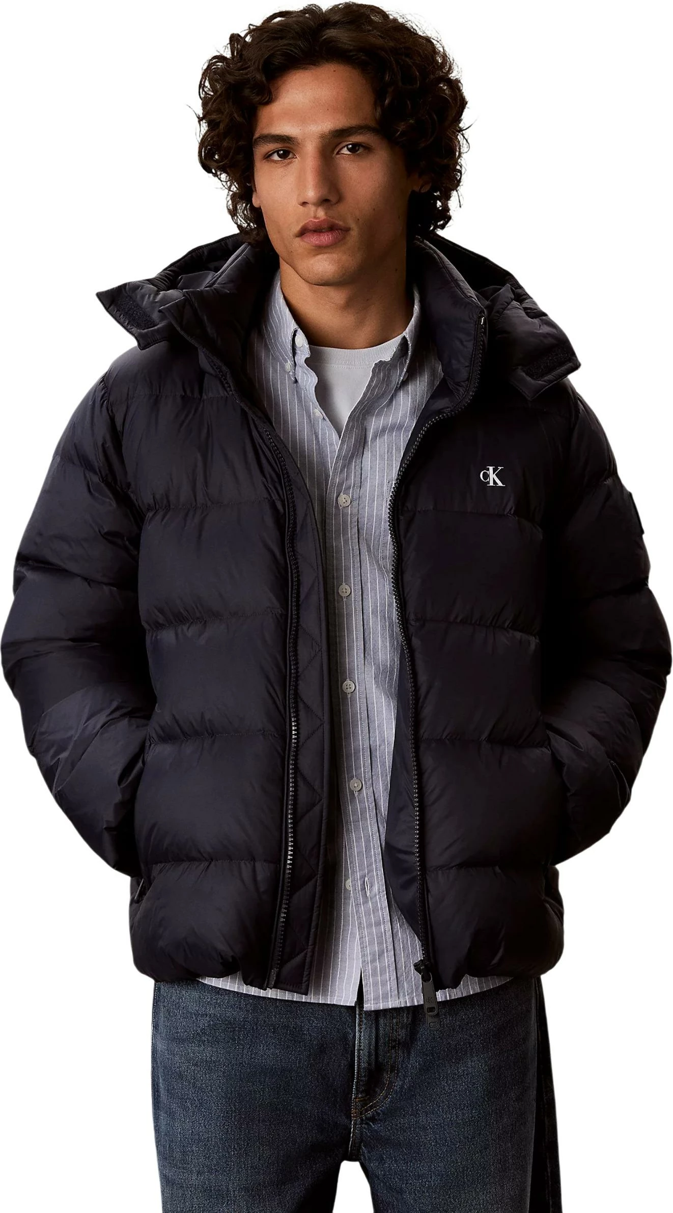 Jakne puffer për meshkuj Calvin Klein Jeans LV04RG515G, e kaltër