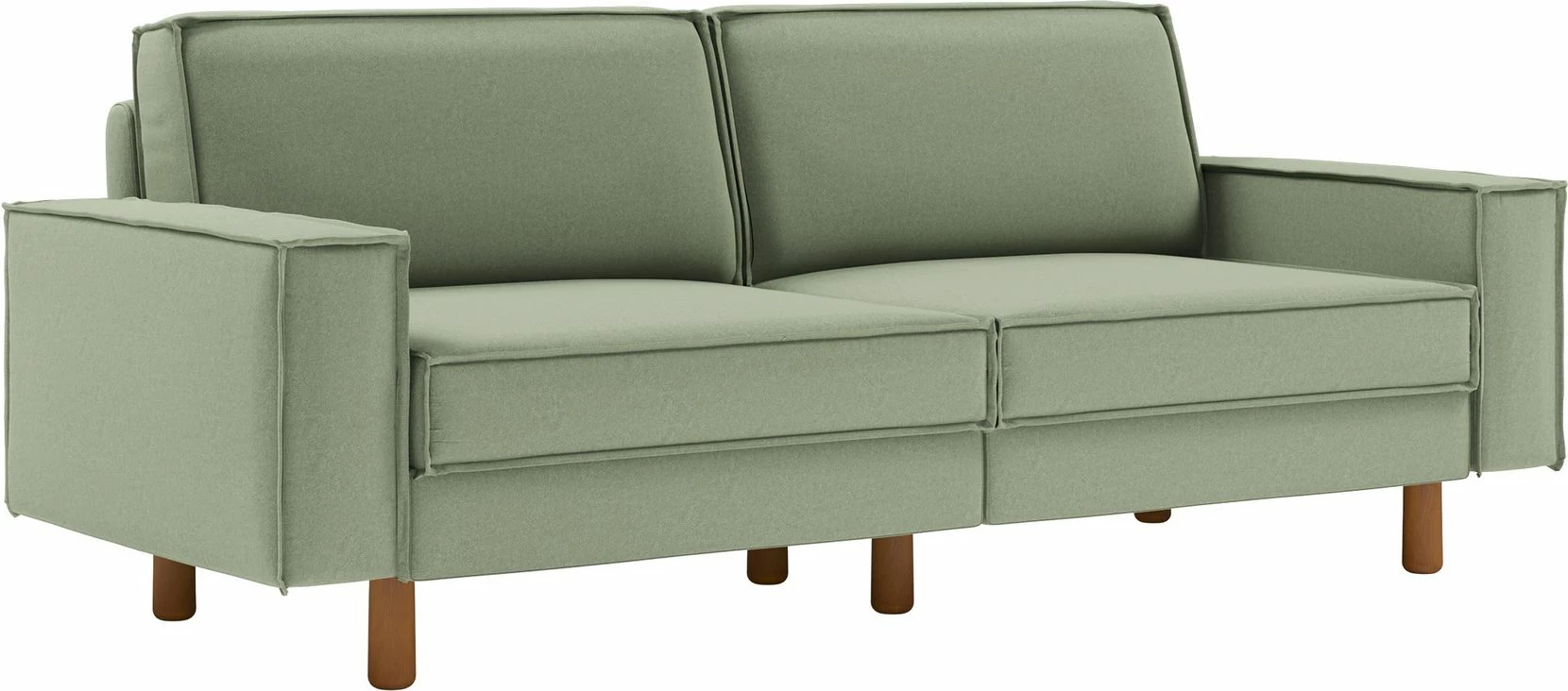 Divan treshe Atelier del Sofa, ngjyrë jeshile deti, këmbë dru arre