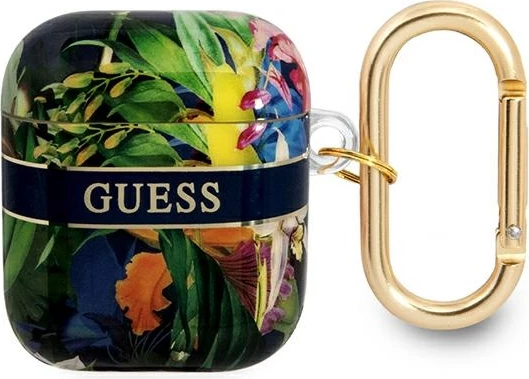 Mbështjellës Guess GUA2HHFLB për AirPods 1/2, Flower Strap Collection, Blu