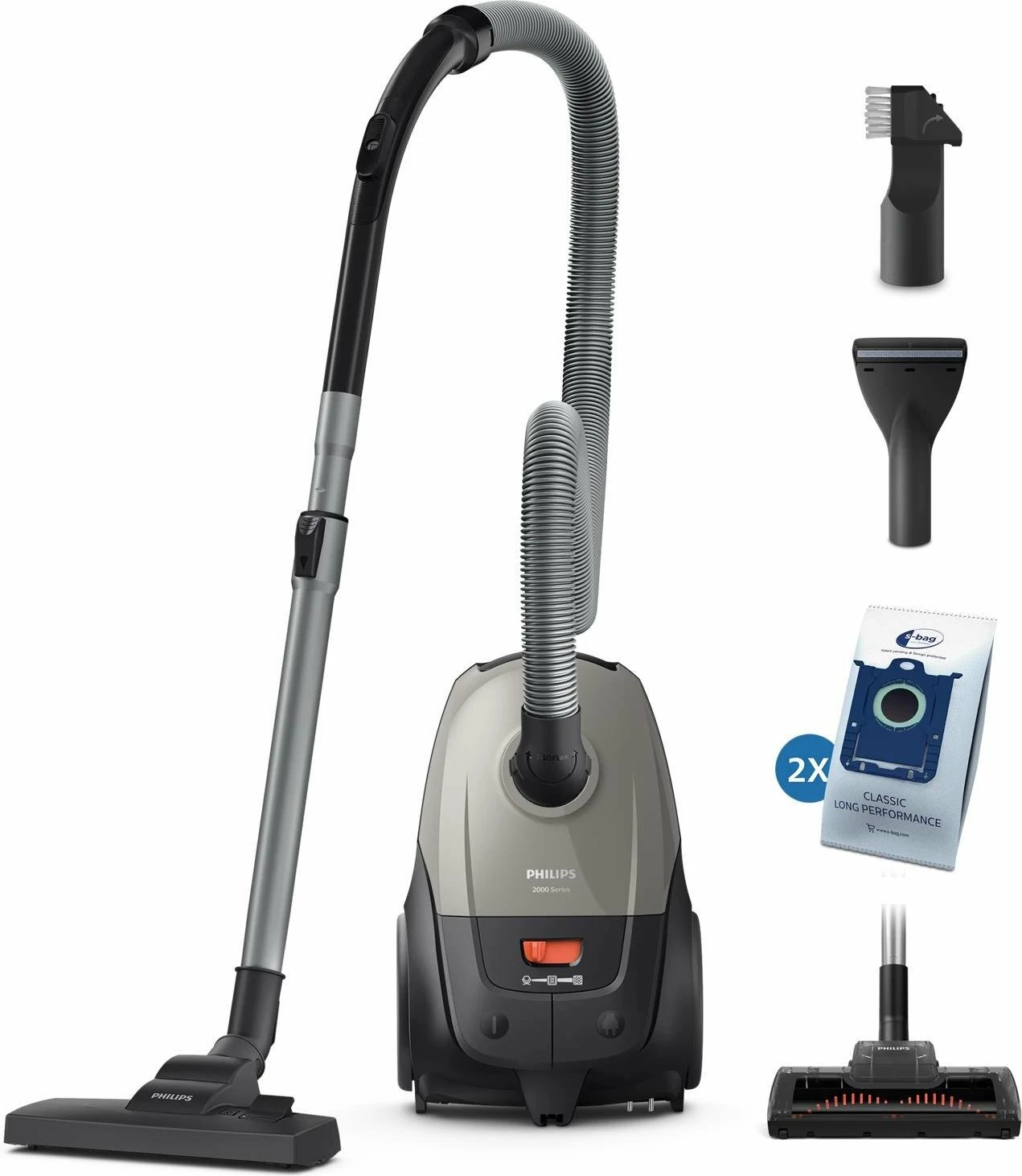 Fshesë me korrent Philips XD2152/12 850W 3L HEPA e zezë/gri, 2 qese