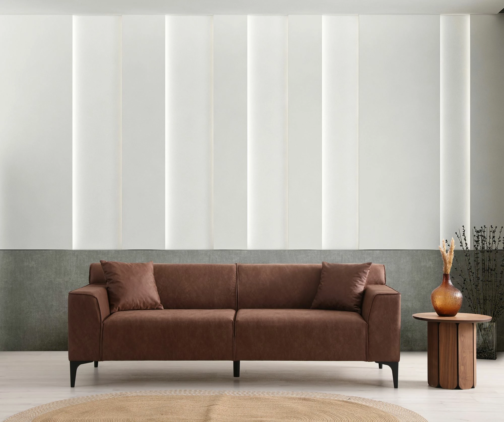 Divan treshe New Petra 3, ngjyrë konyak, Atelier del Sofa