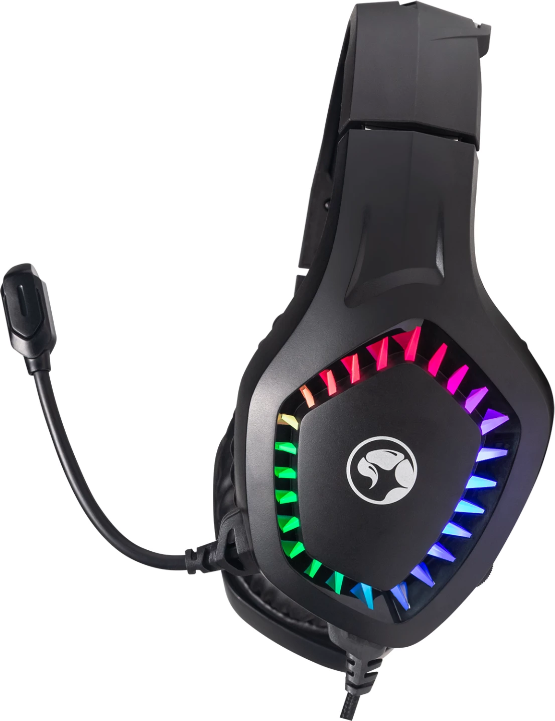Kufje gaming Marvo H8360, me mikrofon, RGB, me kabllo, USB + 3.5mm, stereo, të zeza