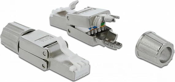 Konektor RJ-45 DeLOCK 86476, Cat6a U/FTP (STP), pa vegla, gri