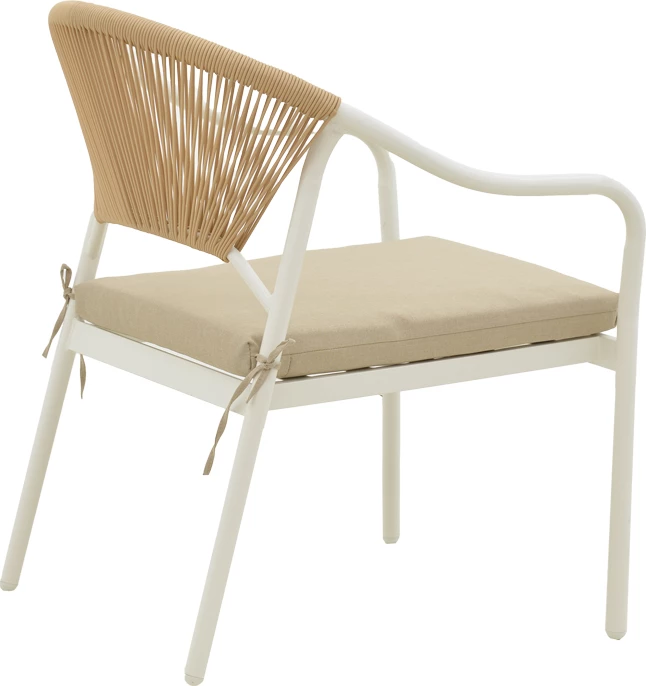 Set Bonanza për sallon, 4 pjesë, ratan bezhë-alumin i bardhë