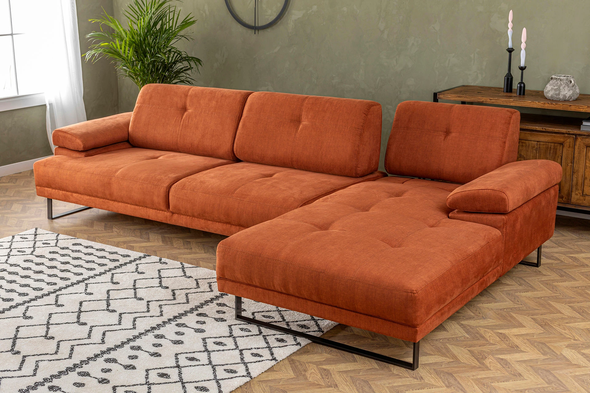 Këndore e madhe, ngjyrë portokalli, Atelier del Sofa Mustang, këndi i djathtë