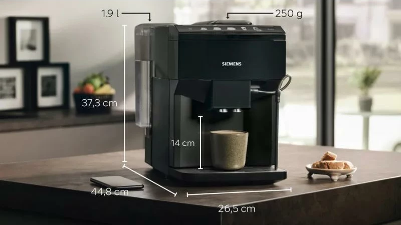 Makineri kafeje, Siemens, TP511R09, espresso automatike 15 bar, depo uji 1.7–2.1L, kafe kokrra, e zezë