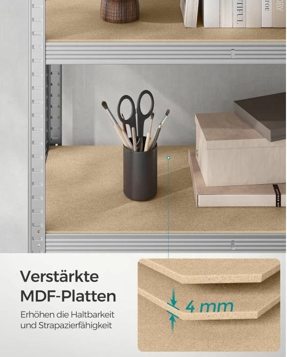 Raft magazinimi metalik SONGMICS GLR060E01, 60 x 120 x 200 cm, 5 rafte, kapacitet 875 kg, argjend