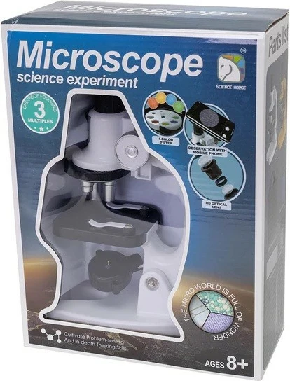 Mikroskop edukativ ASKATO 124582 me mbajtëse telefoni, 3 zmadhime, 4 filtra ngjyrash, plastikë