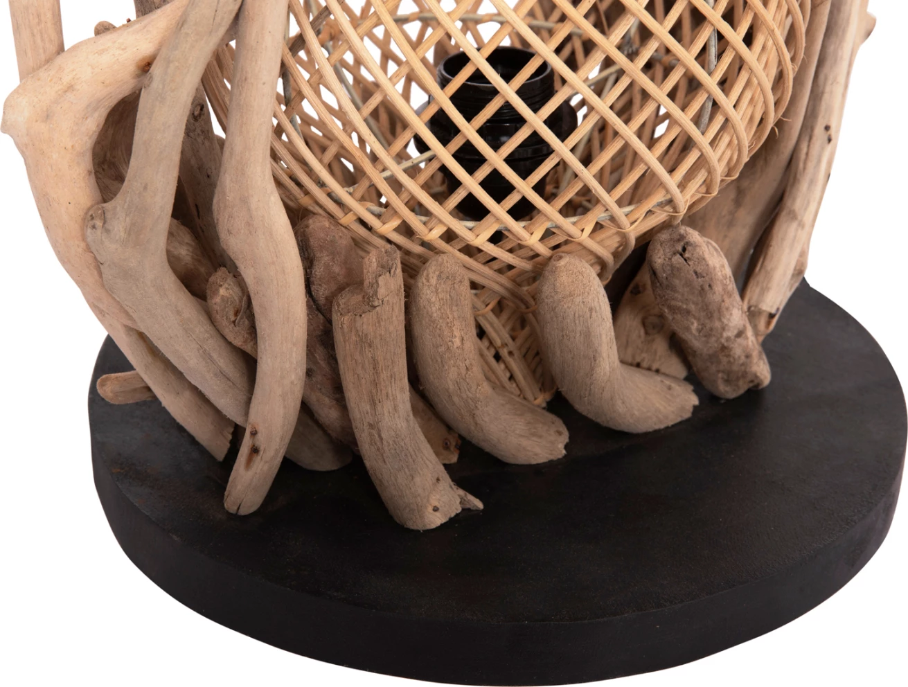 Llambë tavoline dekorative ASHIN, dru i rrjedhur & rattan, 30x30x49Hcm