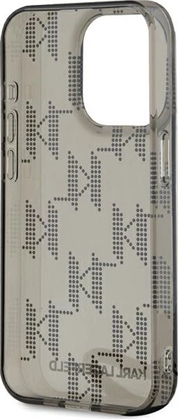 Mbështjellës Karl Lagerfeld IML Mono KL Pattern & Cord për iPhone 15 Pro, i zi