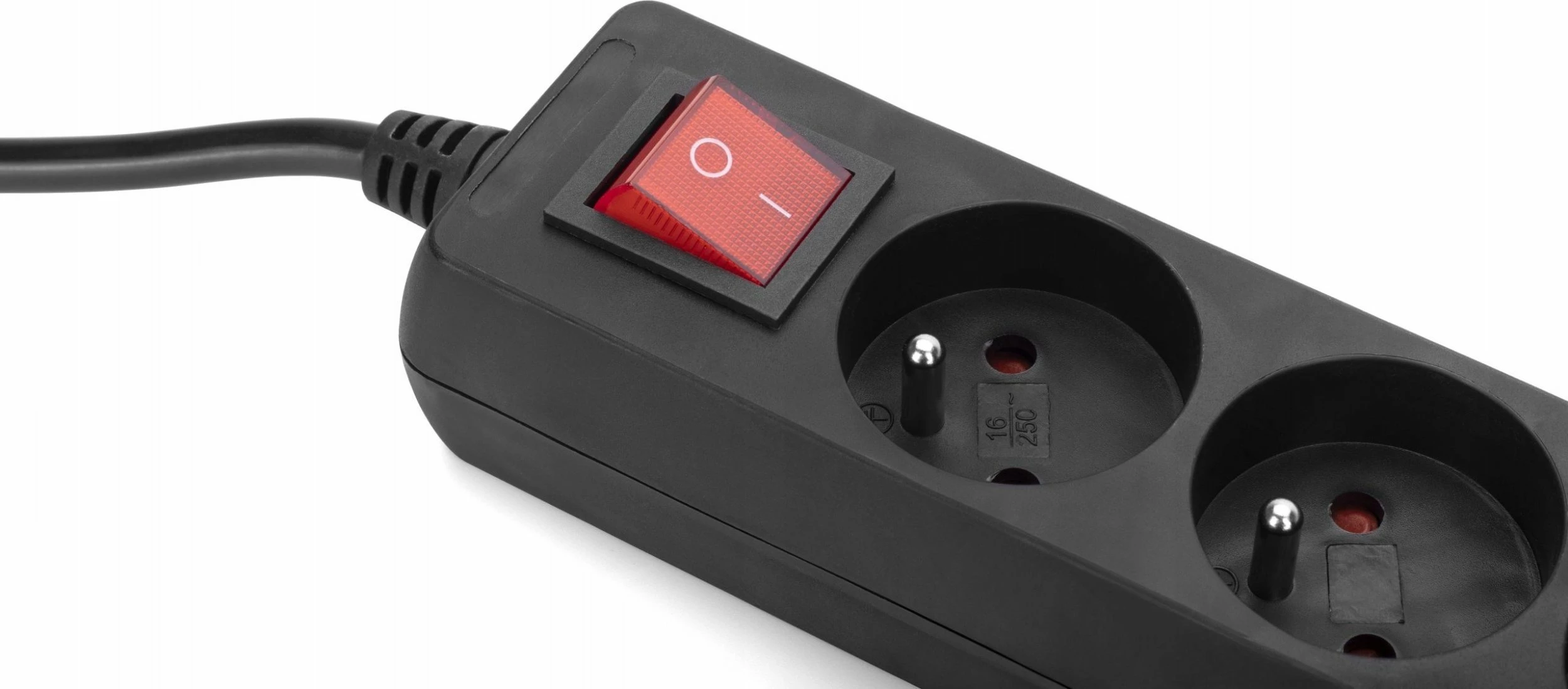 Zgjatues rryme Montis MT118B-5, 3 priza, 5m, me switch të ndriçuar, me tokëzim, e zezë