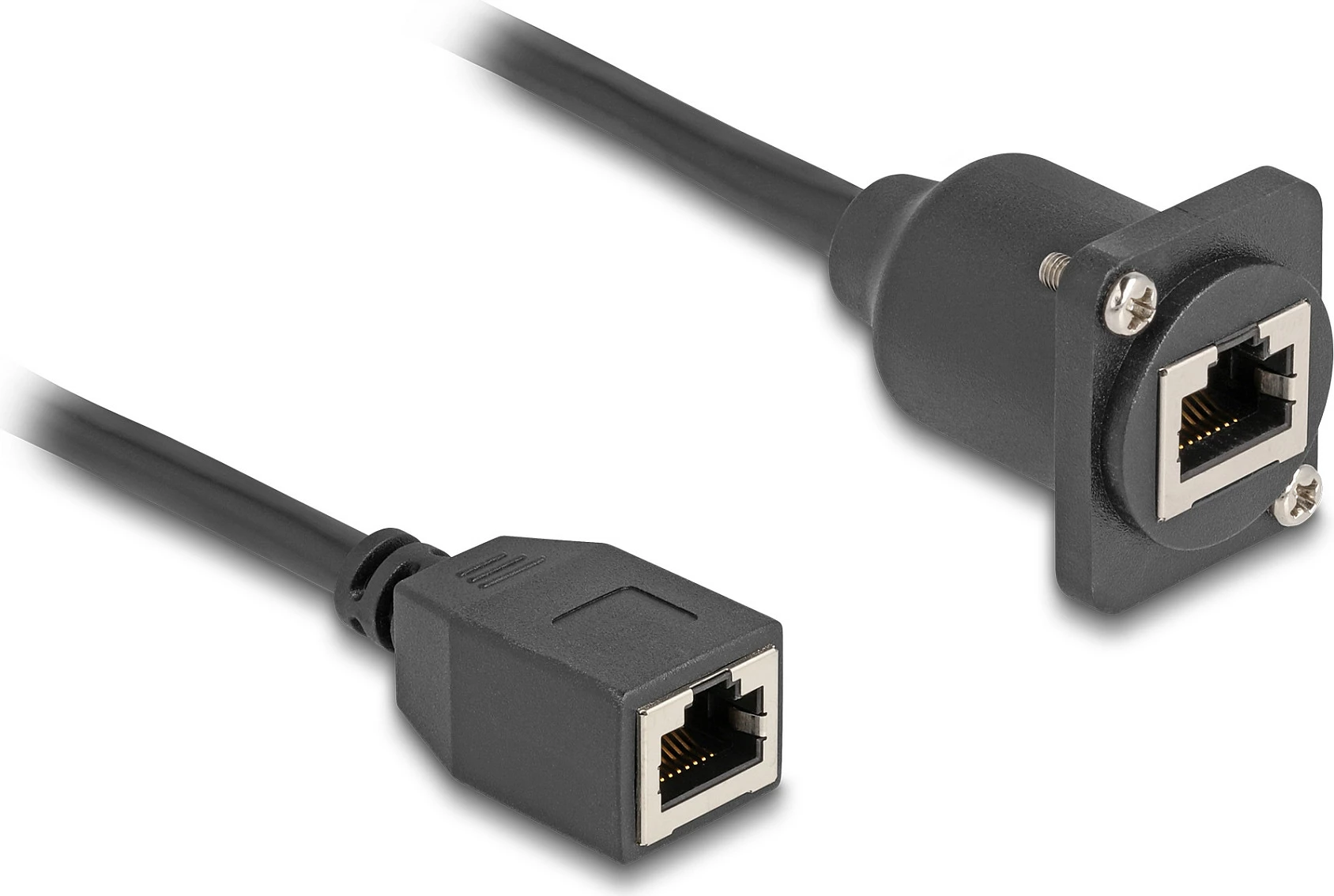 Kabllo zgjatëse rrjeti DeLOCK D-Type RJ45 Cat5e, femër-femër, 0.2 m, e zezë