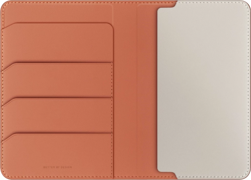 Mbështjellës pasaporte UNIQ Belmont me bllokim RFID, lëkurë vegane, Terrakotë/Ivory