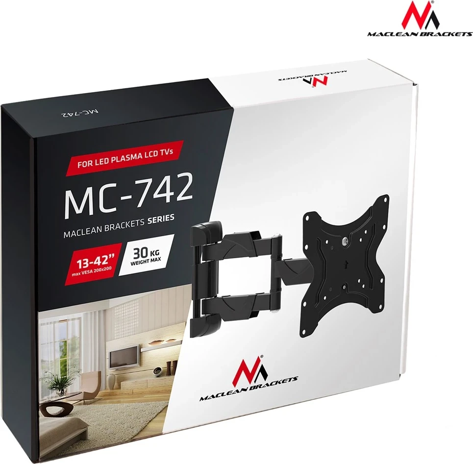 Mbajtëse për televizor Maclean MC-742, 42", e zezë