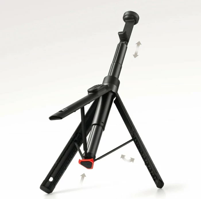 Tripod me shkop selfie Xiaomi Zoom Floor BHR083ZGL, 160 cm, Bluetooth remote, cold shoe, zi, set me çantë bartëse