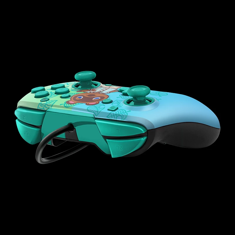Kontroller me kabllo PDP Wired Deluxe Face Off për Nintendo Switch, Animal Crossing, me audio jack 3.5mm, kabllo USB 3m, jeshile/kaltër