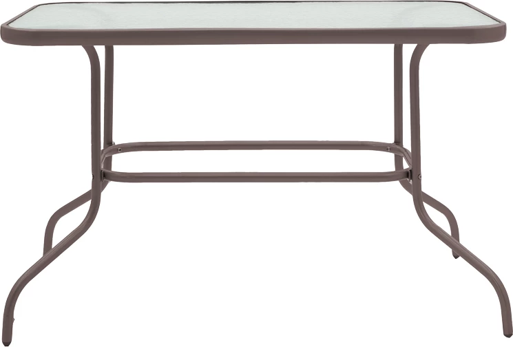 Tavolinë metalike, ngjyrë kafe, xham 110x60x70cm