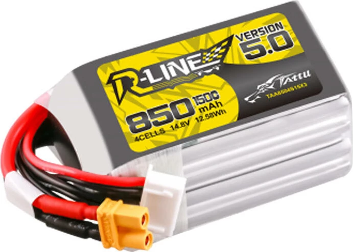 Bateri LiPo Tattu R-Line Version 5.0 TAA8504S15X3 850 mAh 14.8V 4S1P 150C XT30U-F