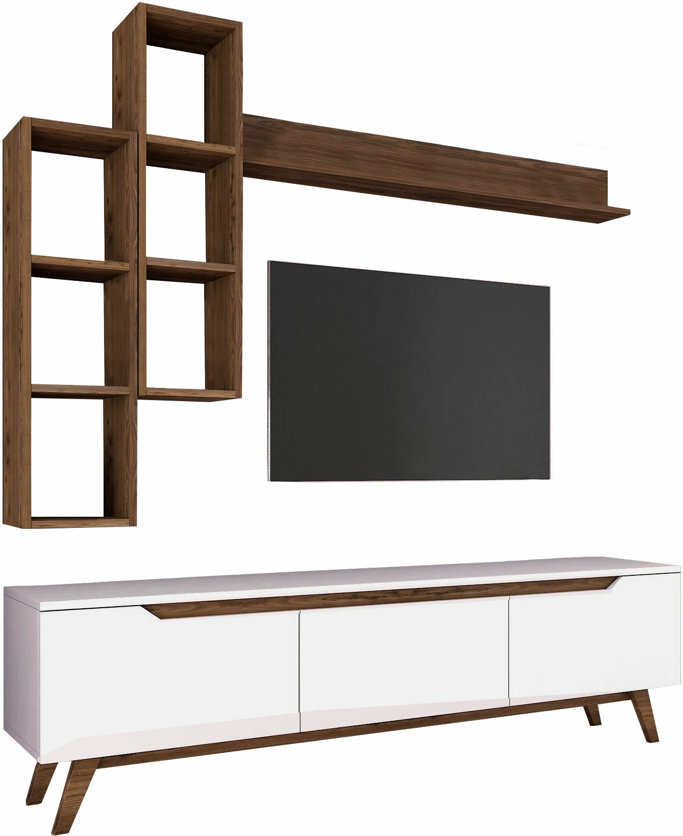 Komodë TV Hanah Home, M16 - 804, ngjyrë e bardhë dhe arre