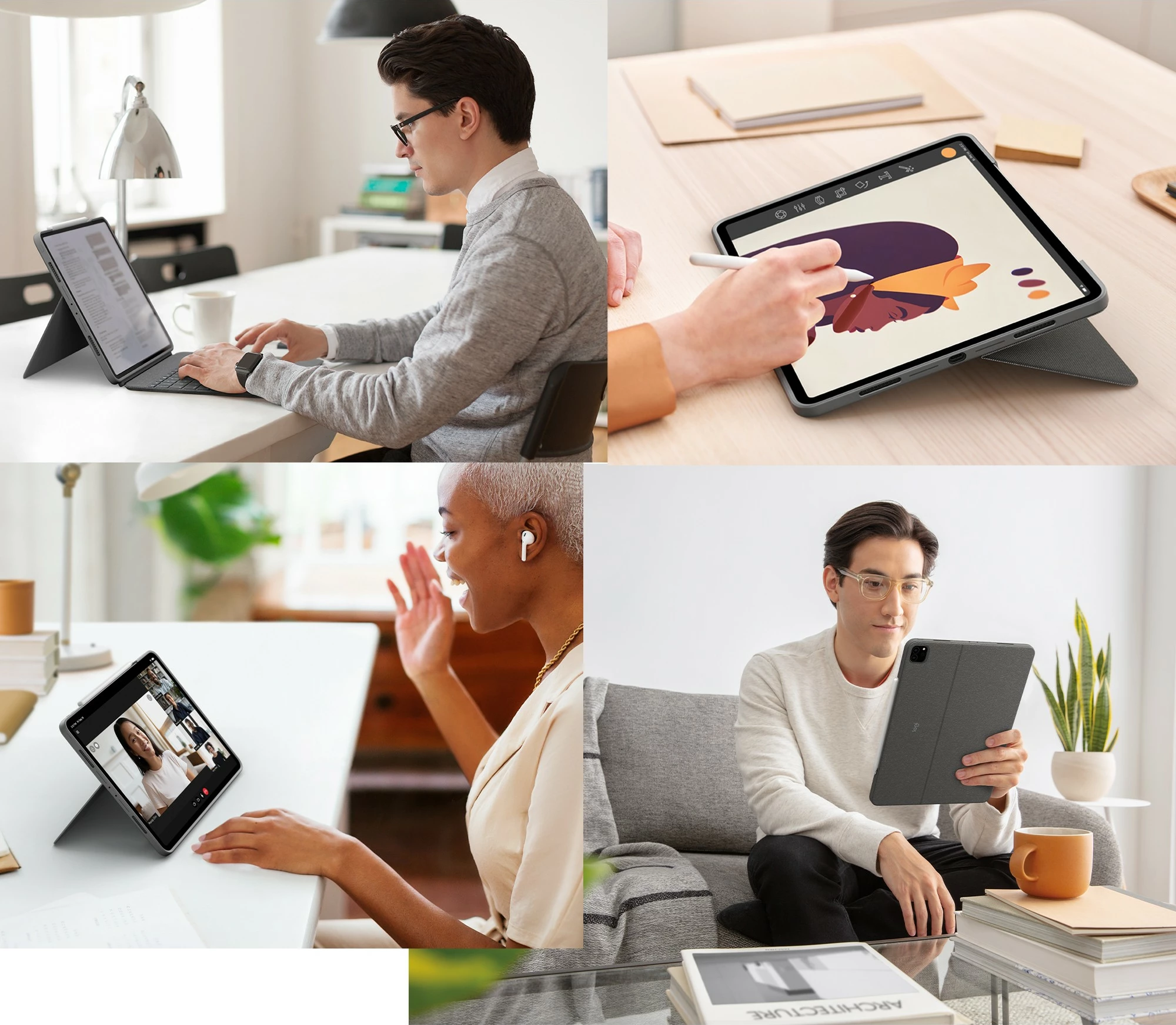 Tastierë me trackpad Logitech Combo Touch, QWERTY UK International, për iPad Pro 12.9, Oxford Grey