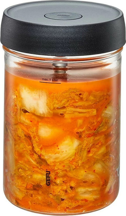 Kavanoz fermentimi Gefu NATIVO 1.0 L, me kapak të zi