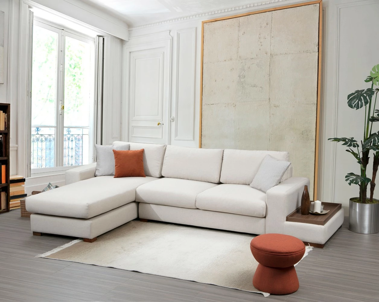 Këndore Atelier del Sofa, Loop 18, e bardhë, me tavolinë anësore