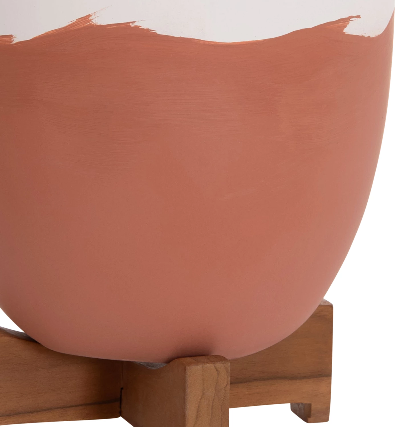 Set dy vazo për brenda, terrakotë, ngjyrë e bardhë & terrakotë, me bazë druri teak, SEON FH4686.08