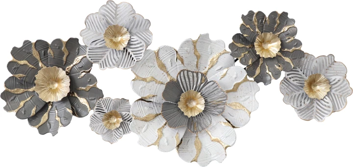 Dekor metalik për mur, ngjyrë ari-bardhë, 131x64x9.5