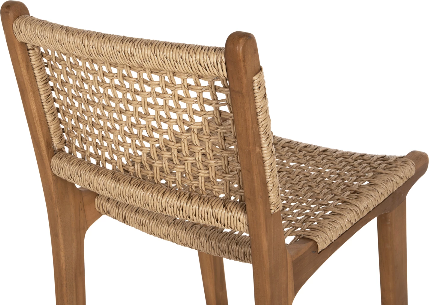 Karrige për bar me shpinë NESHA FH9788 dru TEAK, litar natyral-bezhë, 45x57x110H cm
