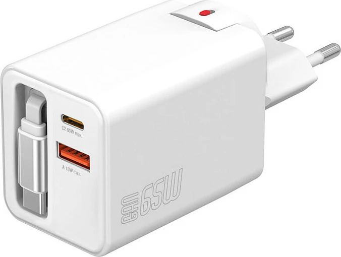 Karikues universal 4smarts 541065, 65W, 3 porta, USB-C, kabllo 0.7m, i bardhë