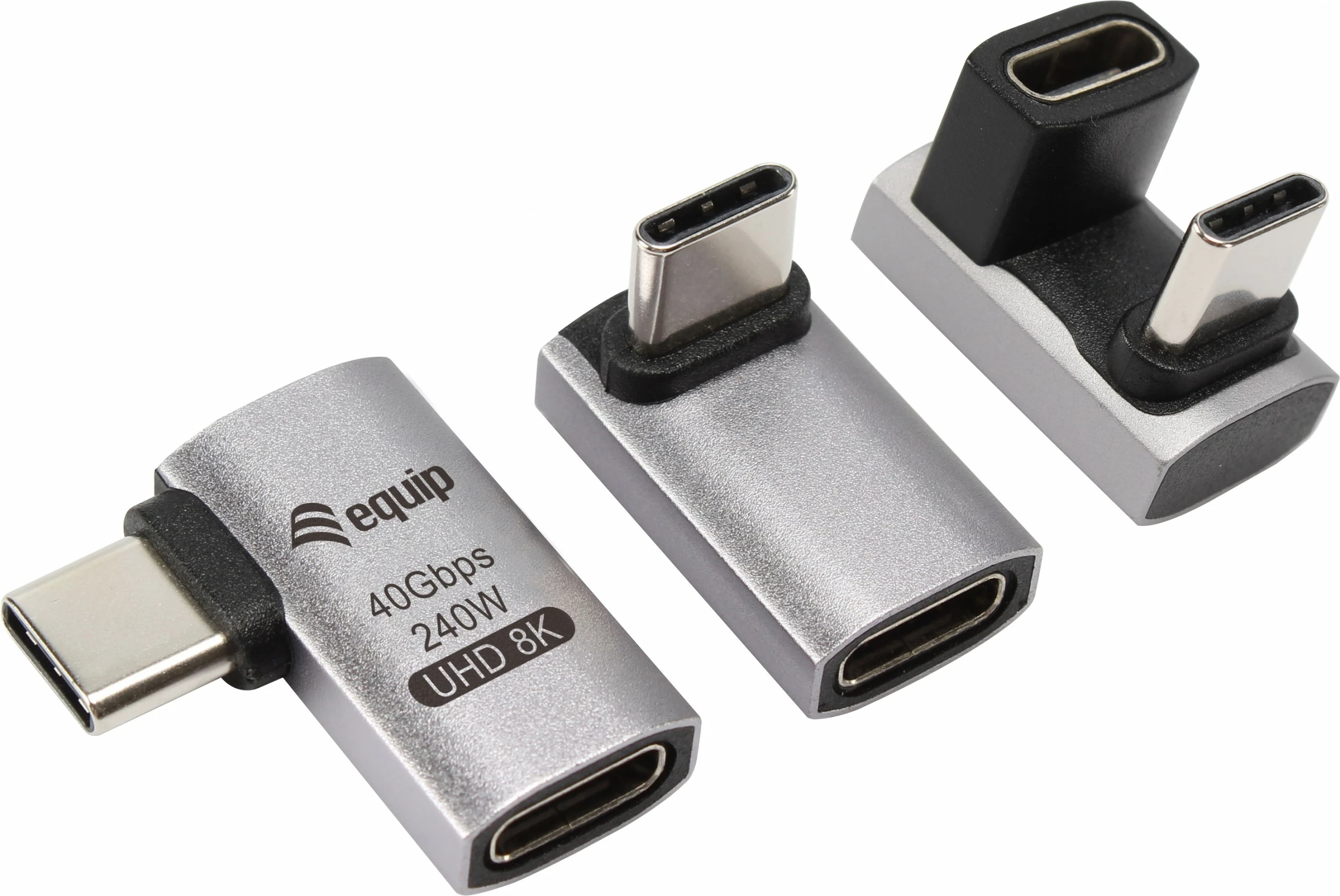 Adapter USB4 C në C Equip 133478, 40Gbps, PD 240W, 3 copë, zi, hiri