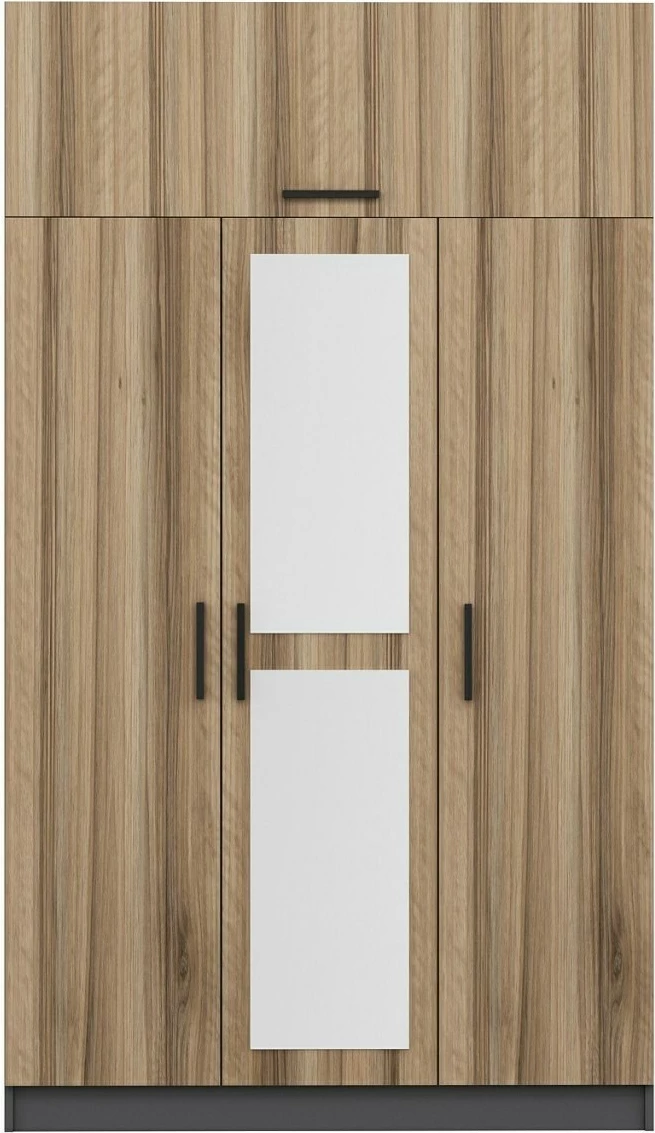 Dollap garderobe Skye Decor, 3 kapak, ngjyrë dore, 135x255x52 cm