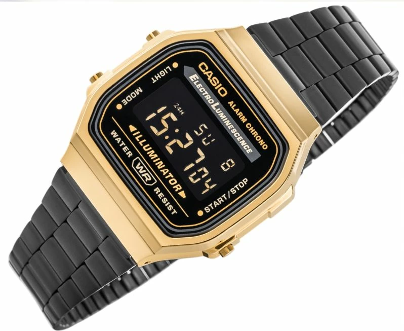 Orë dore për meshkuj CASIO, e zezë