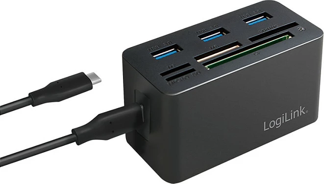 Mini docking station LogiLink USB 3.2 Gen1, 8-port, USB-C, lexues kartelash, i zi