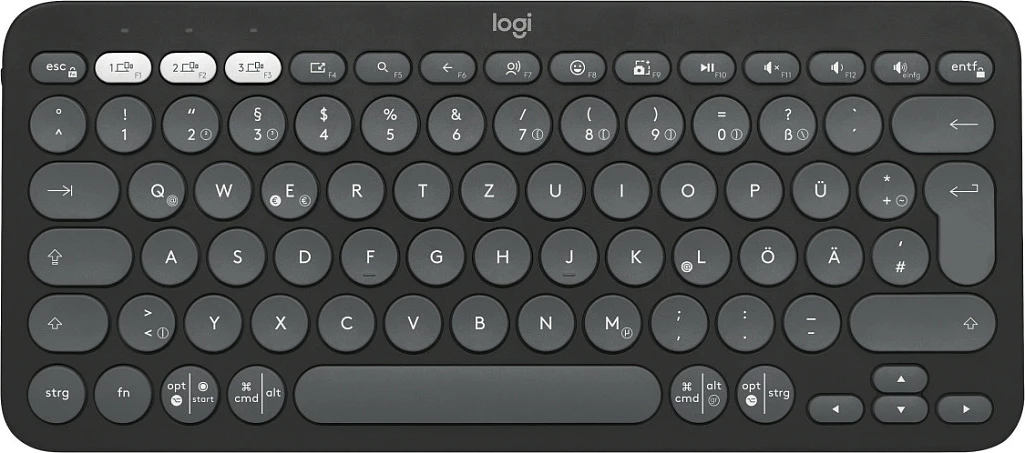 Tastierë Logitech Pebble Keys 2 K380s, mini, wireless, RF + Bluetooth, QWERTZ, grafit