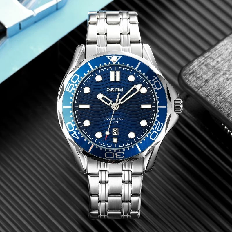 Orë dore për meshkuj Skmei, argjendtë/navy blue