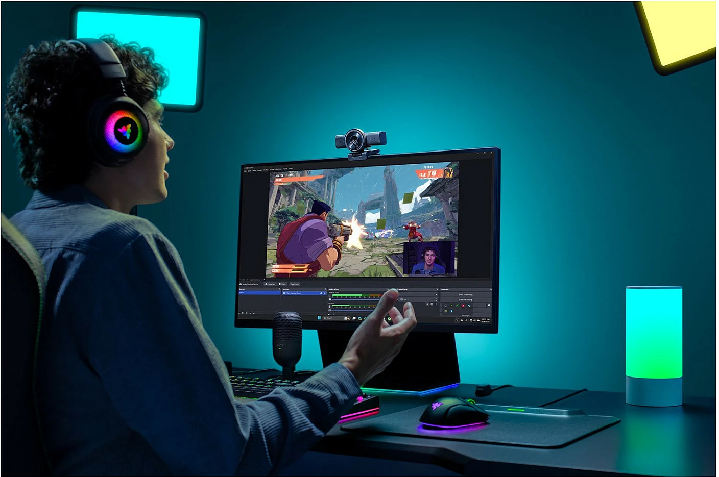 Kamerë web Razer Kiyo V2 X, 1440p, 60fps, USB, me mikrofon, e zezë