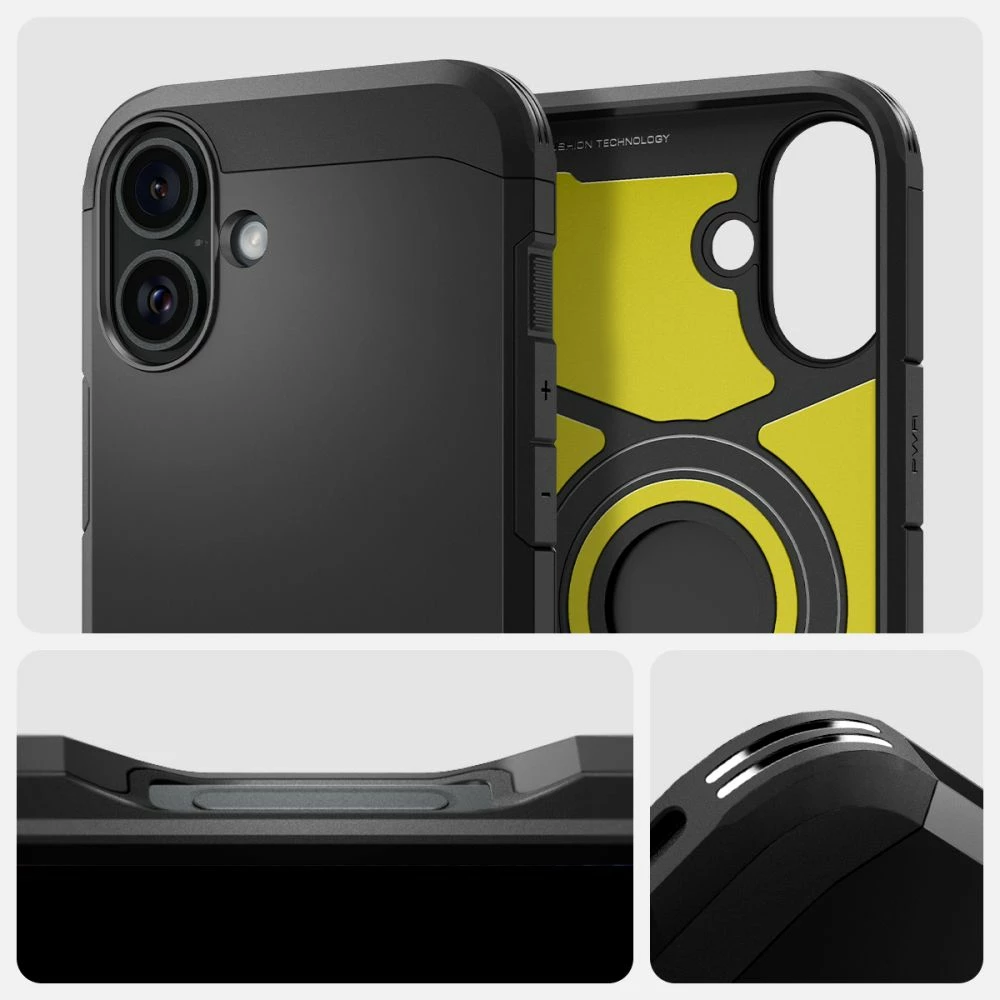 Mbështjellës Spigen Tough Armor MagSafe për iPhone 16, i zi