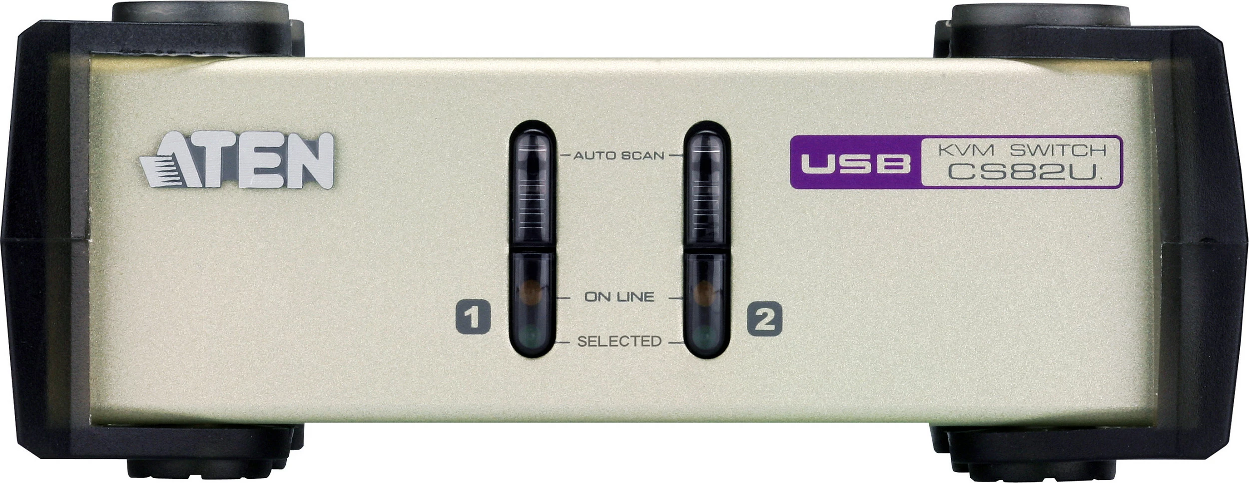 Switch KVM ATEN CS82U, 2-Port USB/PS/2 VGA, QXGA 2048x1536, kabllo të përfshira, gri e hapur