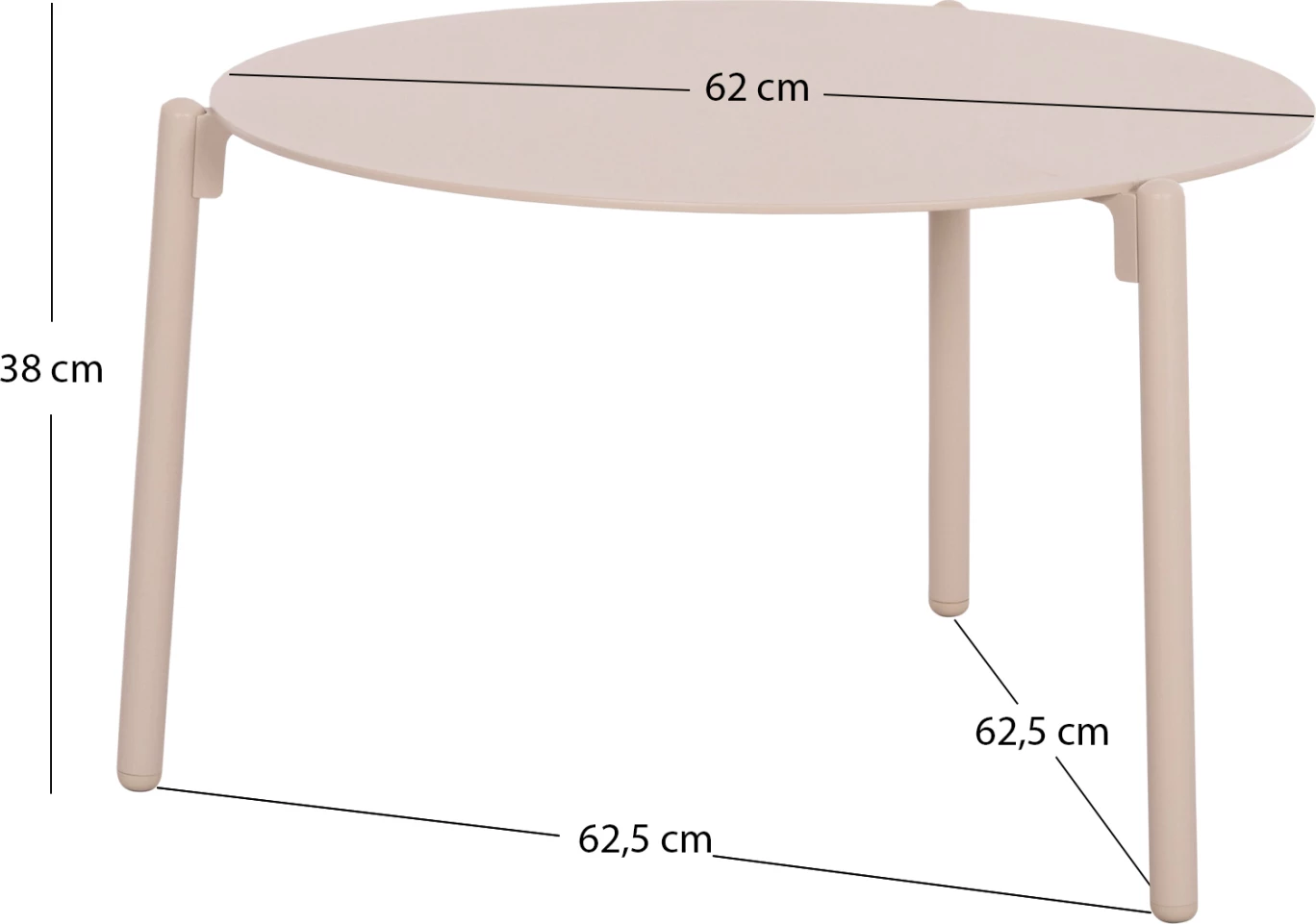 Tavolinë kafeje alumini, ngjyrë krem, ALBERTA CD6357, 62.5x62.5x38cm